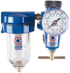 Coilhose Pneumatics - 1/2" NPT Port Heavy Duty 2 Piece Filter-Regulator FRL Unit - Polycarbonate Bowl, 125 Max psi, 7.875" High - Eagle Tool & Supply