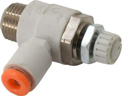 SMC PNEUMATICS - 1/8" Tube OD x 1/8" Male NPT Flow Control Elbow Valve - Meter Out - Eagle Tool & Supply