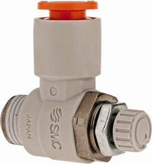 SMC PNEUMATICS - 1/4" Tube OD x 1/8" Male NPT Flow Control Elbow Valve - Meter Out - Eagle Tool & Supply