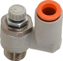 SMC PNEUMATICS - 5/16" Tube OD x 1/4" Male NPT Flow Control Offset Inline Valve - Meter Out - Eagle Tool & Supply