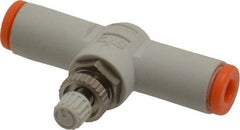 SMC PNEUMATICS - 1/8" Tube OD x M5 Body Flow & Speed Control Valve - Speed Control Inline Type with One Touch Fitting - Eagle Tool & Supply