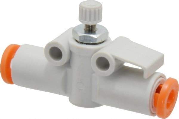 SMC PNEUMATICS - 5/32" Tube OD x M5 Body Flow & Speed Control Valve - Speed Control Inline Type with One Touch Fitting - Eagle Tool & Supply