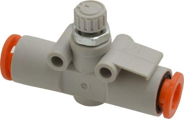SMC PNEUMATICS - 1/4" Tube OD x 1/8 Body Flow & Speed Control Valve - Speed Control Inline Type with One Touch Fitting - Eagle Tool & Supply