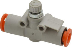 SMC PNEUMATICS - 1/4" Tube OD x 1/8 Body Flow & Speed Control Valve - Speed Control Inline Type with One Touch Fitting - Eagle Tool & Supply