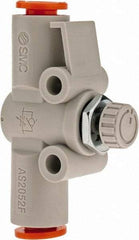 SMC PNEUMATICS - 1/4" Tube OD x 1/4 Body Flow & Speed Control Valve - Speed Control Inline Type with One Touch Fitting - Eagle Tool & Supply