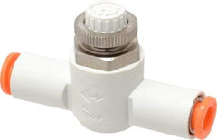 SMC PNEUMATICS - 1/4" Tube OD x 3/8 Body Flow & Speed Control Valve - Speed Control Inline Type with One Touch Fitting - Eagle Tool & Supply