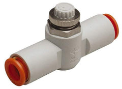 SMC PNEUMATICS - 3/16" Tube OD x 1/4 Body Flow & Speed Control Valve - Speed Control Inline Type with One Touch Fitting - Eagle Tool & Supply