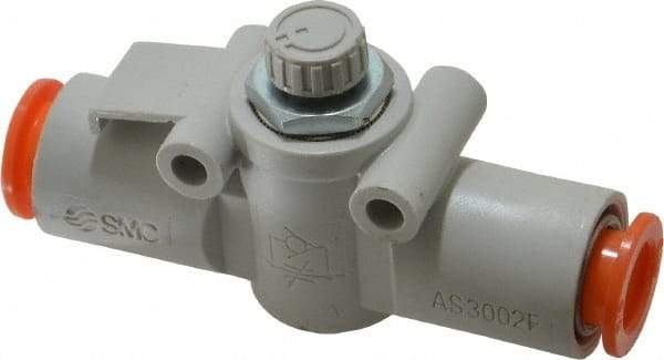 SMC PNEUMATICS - 3/8" Tube OD x 3/8 Body Flow & Speed Control Valve - Speed Control Inline Type with One Touch Fitting - Eagle Tool & Supply