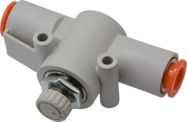 SMC PNEUMATICS - 3/8" Tube OD x 1/2 Body Flow & Speed Control Valve - Speed Control Inline Type with One Touch Fitting - Eagle Tool & Supply
