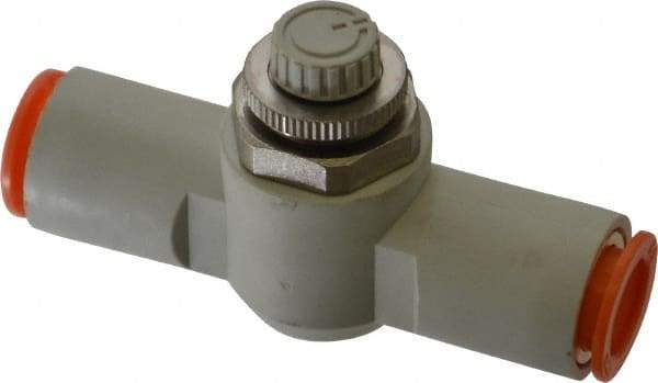 SMC PNEUMATICS - 1/2" Tube OD x 1/2 Body Flow & Speed Control Valve - Speed Control Inline Type with One Touch Fitting - Eagle Tool & Supply
