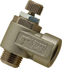 SMC PNEUMATICS - 1/8" Male NPT x 1/8" Female NPT Flow & Speed Control Valve - Elbow Type - Eagle Tool & Supply