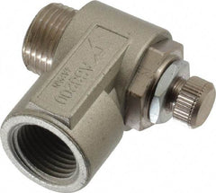SMC PNEUMATICS - 3/8" Male NPT x 3/8" Female NPT Flow & Speed Control Valve - Elbow Type - Eagle Tool & Supply