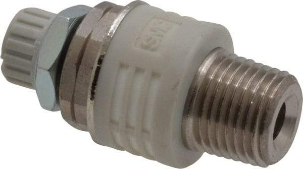 SMC PNEUMATICS - 1/8" Male NPT Metering Valve With Silencer - 3.6mm squared Orifice & 20 dB Noise Reduction Rate - Eagle Tool & Supply