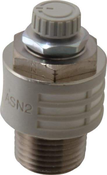 SMC PNEUMATICS - 1/2" Male NPT Metering Valve With Silencer - 24.5mm squared Orifice & 24 dB Noise Reduction Rate - Eagle Tool & Supply