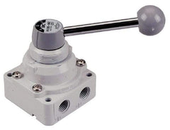 SMC PNEUMATICS - 1/2" NPT Rotary Hand Air Valve - 3 Position, 3.1 CV Rate, 150 Max psi & 140°F Max Temp - Eagle Tool & Supply