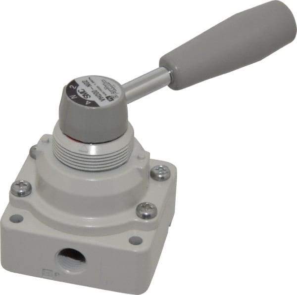SMC PNEUMATICS - 1/4" NPT Rotary Hand Air Valve - 3 Position, 0.4 CV Rate, 150 Max psi & 140°F Max Temp - Eagle Tool & Supply