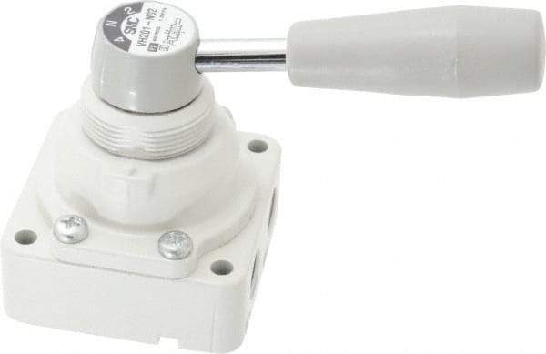 SMC PNEUMATICS - 1/4" NPT Rotary Hand Air Valve - 3 Position, 0.4 CV Rate, 150 Max psi & 140°F Max Temp - Eagle Tool & Supply