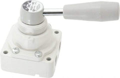 SMC PNEUMATICS - 1/4" NPT Rotary Hand Air Valve - 3 Position, 0.4 CV Rate, 150 Max psi & 140°F Max Temp - Eagle Tool & Supply