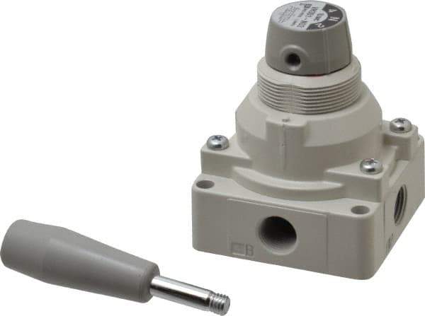 SMC PNEUMATICS - 3/8" NPT Rotary Hand Air Valve - 3 Position, 1.1 CV Rate, 150 Max psi & 140°F Max Temp - Eagle Tool & Supply