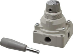 SMC PNEUMATICS - 3/8" NPT Rotary Hand Air Valve - 3 Position, 1.1 CV Rate, 150 Max psi & 140°F Max Temp - Eagle Tool & Supply