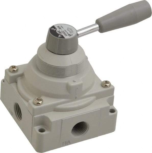 SMC PNEUMATICS - 1/2" NPT Rotary Hand Air Valve - 2 Position, 3.1 CV Rate, 150 Max psi & 140°F Max Temp - Eagle Tool & Supply