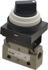 SMC PNEUMATICS - 0.14 CV Rate, 1/8" NPT Inlet Mechanical Valve - 2 Way, 2 Ports, Selector 90° Turn - Eagle Tool & Supply