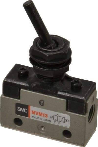 SMC PNEUMATICS - 0.14 CV Rate, 1/8" NPT Inlet Mechanical Valve - 3 Port, 2 Position, Toggle Lever - Eagle Tool & Supply