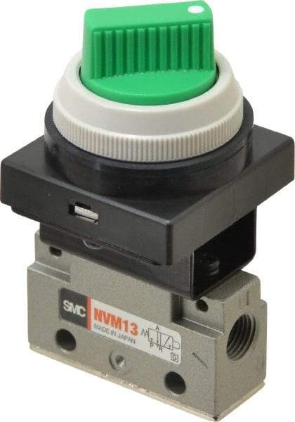 SMC PNEUMATICS - 0.14 CV Rate, 1/8" NPT Inlet Mechanical Valve - 3 Way, 2 Ports - Eagle Tool & Supply