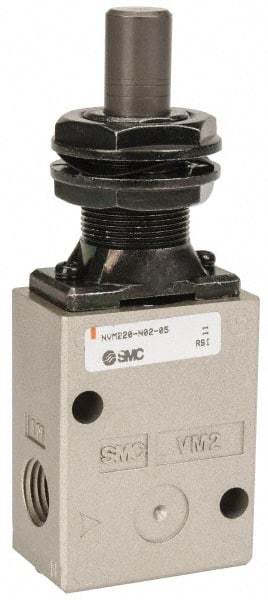 SMC PNEUMATICS - 1.00 CV Rate, 1/4" NPT Inlet Mechanical Valve - 2 Way, 2 Ports, Plunger - Eagle Tool & Supply