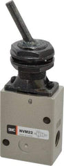 SMC PNEUMATICS - 1.00 CV Rate, 1/4" NPT Inlet Mechanical Valve - 2 Way, 2 Ports, Toggle Lever - Eagle Tool & Supply