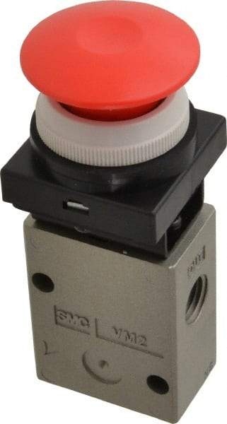 SMC PNEUMATICS - 1.00 CV Rate, 1/4" NPT Inlet Mechanical Valve - 2 Way, 2 Ports - Eagle Tool & Supply