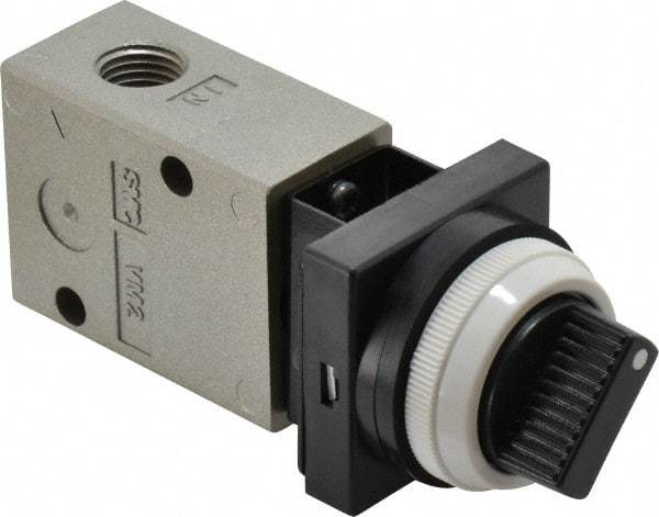 SMC PNEUMATICS - 1.00 CV Rate, 1/4" NPT Inlet Mechanical Valve - 3 Way, 2 Ports - Eagle Tool & Supply