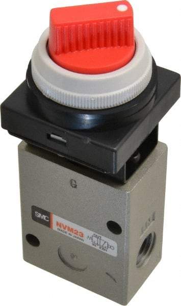 SMC PNEUMATICS - 1.00 CV Rate, 1/4" NPT Inlet Mechanical Valve - 3 Way, 2 Ports - Eagle Tool & Supply