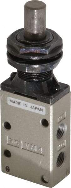 SMC PNEUMATICS - 0.38 CV Rate, 1/4" NPT Inlet Mechanical Valve - 3 Way, 3 Ports, Plunger - Eagle Tool & Supply