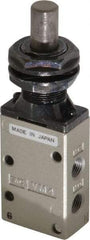 SMC PNEUMATICS - 0.38 CV Rate, 1/4" NPT Inlet Mechanical Valve - 3 Way, 3 Ports, Plunger - Eagle Tool & Supply