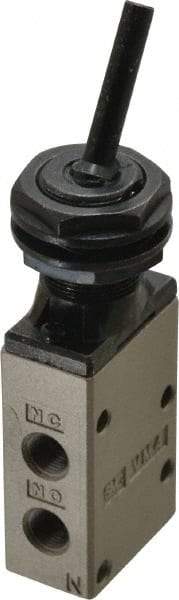 SMC PNEUMATICS - 0.38 CV Rate, 1/4" NPT Inlet Mechanical Valve - 3 Way, 3 Ports, Toggle Lever - Eagle Tool & Supply