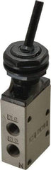 SMC PNEUMATICS - 0.38 CV Rate, 1/4" NPT Inlet Mechanical Valve - 3 Way, 3 Ports, Toggle Lever - Eagle Tool & Supply