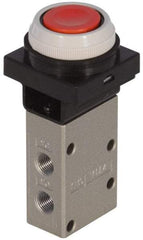 SMC PNEUMATICS - 0.38 CV Rate, 1/4" NPT Inlet Mechanical Valve - 3 Way, 3 Ports, Push Button Flush - Eagle Tool & Supply