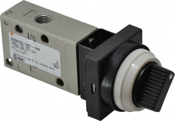 SMC PNEUMATICS - 0.38 CV Rate, 1/4" NPT Inlet Mechanical Valve - 3 Way, 3 Ports - Eagle Tool & Supply