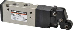 SMC PNEUMATICS - 0.55 CV Rate, 1/8" NPT Inlet Mechanical Valve - 4 Way, 5 Ports, Roller Lever - Eagle Tool & Supply