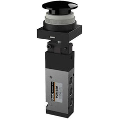 SMC PNEUMATICS - 0.55 CV Rate, 1/8" NPT Inlet Mechanical Valve - 4 Way, 5 Ports, Push Button Mushroom - Eagle Tool & Supply