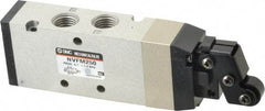 SMC PNEUMATICS - 1.00 CV Rate, 1/4" NPT Inlet Mechanical Valve - 4 Way, 5 Ports, Roller Lever - Eagle Tool & Supply