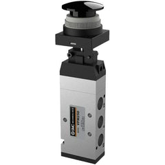 SMC PNEUMATICS - 1.00 CV Rate, 1/4" NPT Inlet Mechanical Valve - 4 Way, 5 Ports, Push Button Mushroom - Eagle Tool & Supply