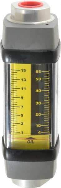 Hedland - 1/2" NPTF Port Oil & Petroleum-Based Liquid Flowmeter - 3000 Max psi, 1 to 15 GPM, Anodized Aluminum - Eagle Tool & Supply