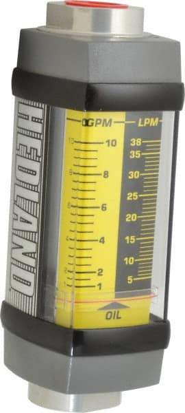 Hedland - 3/4" NPTF Port Oil & Petroleum-Based Liquid Flowmeter - 3000 Max psi, 1 to 10 GPM, Anodized Aluminum - Eagle Tool & Supply