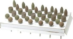 Grier Abrasives - 36 Piece Aluminum Oxide Rubber Rubber Mounted Abrasive Wheel Set - Includes Mounted Wheels with 1/8" Diam x 1-1/2" Long Shank - Eagle Tool & Supply