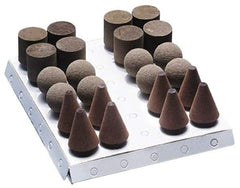 Grier Abrasives - 24 Piece Aluminum Oxide Rubber Rubber Mounted Abrasive Wheel Set - Includes Mounted Wheels with 1/4" Diam x 1-1/2" Long Shank - Eagle Tool & Supply