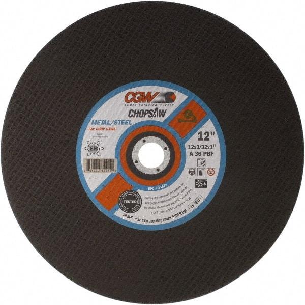 Camel Grinding Wheels - 16" 36 Grit Aluminum Oxide Cutoff Wheel - 3/32" Thick, 1" Arbor, 3,820 Max RPM - Eagle Tool & Supply