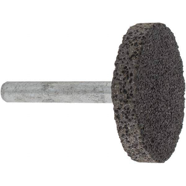 Made in USA - 1-1/2" Head Diam x 1/4" Thickness, W235, Cylinder End, Aluminum Oxide Mounted Point - Brown, Very Coarse Grade, 36 Grit, 25,470 RPM - Eagle Tool & Supply