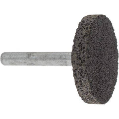 Made in USA - 1-1/2" Head Diam x 1/4" Thickness, W235, Cylinder End, Aluminum Oxide Mounted Point - Brown, Very Coarse Grade, 36 Grit, 25,470 RPM - Eagle Tool & Supply